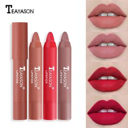TEAYASON 12 Colours Non-stick Matte Lipsticks Waterproof Sexy Red Lip Gloss Lipstick Pencil Makeup Cosmetics For Women