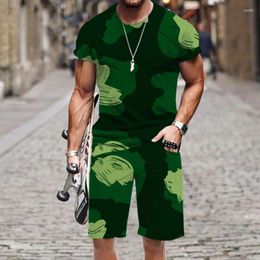 Men's Tracksuits T-shirt Shorts Set Tracksuit Animal Leopard Pattern O Neck Harajuku Tops Luxury Fashion Casual Hip-hop 2023 Beach