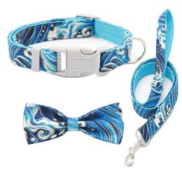 Dog Leash Leashes Set Adjustable Collar Collars With Cute Printed Bow Tie For Small Medium Large Dogs Pitbull Bulldog Pugs Beagle8355434