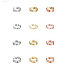 Liebesringe Damen Designer Ring Paar Schmuck Band Titan Stahl mit Diamanten Casual Fashion Street Klassisch Gold Silber Rose Optional Größe 4 /5 / 6mm Red Box