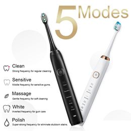 Smart Electric Toothbrush Sonic 8 Brush Heads Teeth Whitening Rechargeable Adt Tooth Sarmocare S100 Drop Delivery Electronics Otecq