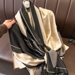 Sarongs Luxury brand Autumn and winter women New style Fashion Colour matching Print silk scarf lady Popular headcloth beh shawl P230403