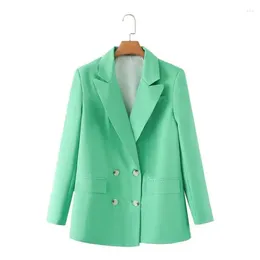 Women's Suits Spring Autumn Korean Casual Solid Colour Back Split Suit Jacket Loose Notched Collar Double-breasted Long Sleeve Blazers