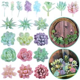 Decorative Flowers 20Pcs Flocking Succulent Artificial Plants Fake Mini Lotus Home Garden Decor Desktop Arrange Accessories
