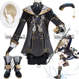 Cosplay Genshin Impact Costume With Hat Fontaine Uniforms Halloween Party Outfit Wig Short Hair Freminet Cosplay Shoes Boots