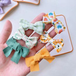 Hair Accessories Baby Fashion Embroidery Bowknot Children Bow Hairpins Kids Clip Korean Grip Checked Barrettes