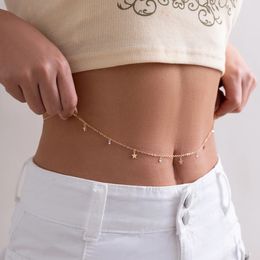 Boho Simple Star Zircon Waist Belly Belt Body Chain for Women Summer Beach Bikinis Rave Festival Y2K Accessories Gift