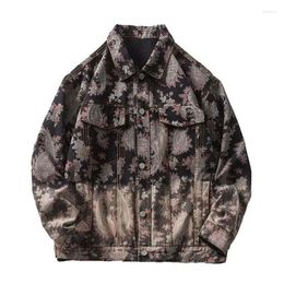 Men's Jackets Oversized Paisley Printed Casual Denim 2023 Harakuju Loose Streetwear Outwear Jeans Coats For Male