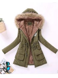 Women's Trench Coats Winter Military Women Cotton Wadded Hooded Jacket Medium-long Casual Parka Thickness XXXL Quilt Snow Outwear