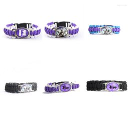 Charm Bracelets Trendy Game Purple White Glass Po Braided Rope Bracelet For Men Women Teen Dome Button Multilayer Casual Wristbands Souvenir
