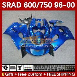 Motorcycle Fairings For SUZUKI SRAD GSXR 750 600 CC 600CC 750CC 96-00 168No.11 GSXR750 GSXR-600 96 97 98 99 00 GSX-R750 GSXR600 1996 1997 1998 1999 2000 Body factory blue blk