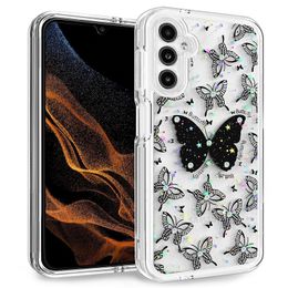 Dual Layers Butterfly Glitter Phone Case For Samsung Galaxy A14 A54 A34 A04E A15 A05 A05S A13