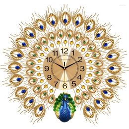 Wall Clocks European Luxury Quartz Creative Large Clock Art Golden Peacock Modern Design Living Room Mute Watch