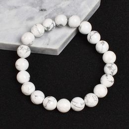 Charm Bracelets Natural White Howlite Bracelet Turquoises Round Stone Beads Bracelets 4 6 8 10 12 MM Size Options Men Women Magnesite Jewelry AA230403