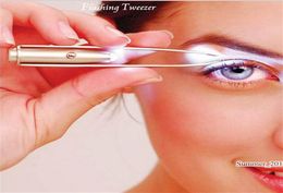Stainless Steel LED Light Beauty LED Handy Make Up Led Light Eyelash Eyebrow Removal Tweezers Holder Clip Tool9423476