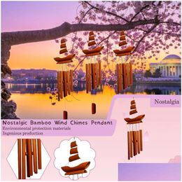 Garden Decorations Handmade Bamboo Wind Chimes Craftsmanship Big Bell Tube Coconut Wood Indoor And Outdoor Wall Ha Dhrkf