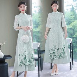 Casual Dresses Elegant Qipao Dress Modern Spring Summer 2023 National Style High End Embroidery Modified Cheongsam Stand Collar Z795