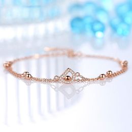 Bracelet Women Fashion Love heart Sweet Rose Gold zircon Diamond Bracelet Girlfriend Wedding Jewellery Birthday