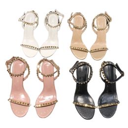 New Women's Sandals Top Luxury Designer Slippers Fashion Leather Platform Shoes Sexy Riveted High Heels Outdoor Comfortable Casual Shoes Peep-Toe Buckle Party Shoes