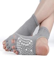 Sports Socks Women Yoga Anti Slip Dance Pilates Grip For Fitness Breathable Ballet Ladies Gym Half Open Toe Five Fingers Sock7156918