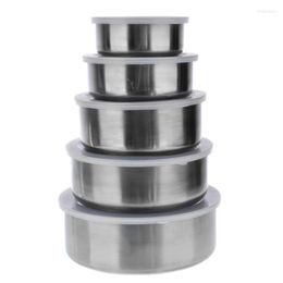 Bowls 5Pcs Stainless Steel Set Nesting Mixing Bowl Kitchen Cooking Salad Vegetable Storage Container