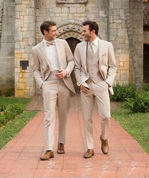 Men's Suits Blazers Blazer Sets Beige Groom Tuxedos Groomsman Italian Style Wedding Prom Party For Men Bridegroom 2PCS3PCS 230404