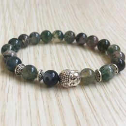 Strand 8mm Natural Aquatic AgateBracelet Buddha Bracelets Wrist Bracelet Yoga Mala Beads Healing Jewellery Gift For Men