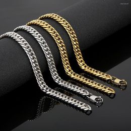 Chains Fashion Gold/Silver Colour Curb Cuban Chain Necklace For Men Boys Stainless Steel Jewellery Gift Various Length