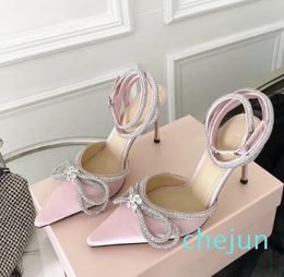 Strass impreziositi da cristalli Scarpe da sera con tacco a spillo Sandali da donna con tacco Designer di lusso con cinturino alla caviglia Scarpa elegante