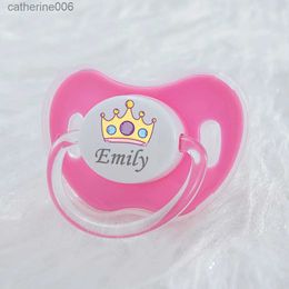 Pacifiers# MIYOCAR Personalised any name Colourful lovely crown pacifier dummy BPA free unique gift for new born baby showerL231104