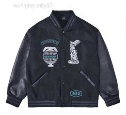 2023ss Black Baseball Jackets Men Jacket Tiffany Leather Sleeve New York 925