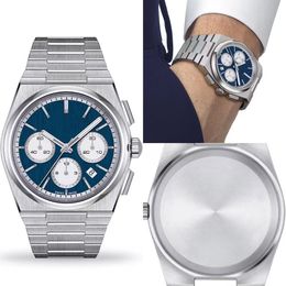 Men's Classic Watch Quartz Timing Movement All Stainless Steel T137 Watch Blue Dial Butterfly Button Calendar Display montre with the box designer watches