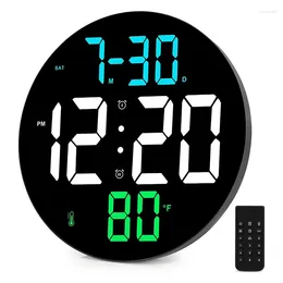 Wall Clocks 9Inch Large Digital Clock With Big Screen 4 Level Brightness Remote Control Date 12/24H Plug In LED Alarm