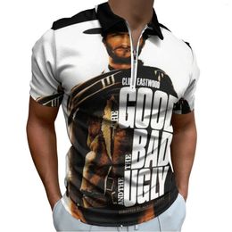 Men's Polos Clint Eastwood Good Bad Ugly Polo Shirts Actor Director Casual Shirt Summer Y2K Mens Short-Sleeve Zipper Graphic T-Shirts