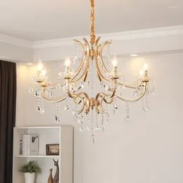 Chandeliers American Light Luxury Living Room Restaurant Crystal Pendant Retro Warm Bedroom Romantic