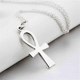 Argento sterling 925 placcato egiziano Ankh Croce collane con ciondolo Gioielli di moda Collana con colletto Regali di Natale per le donne Gnx8769237z