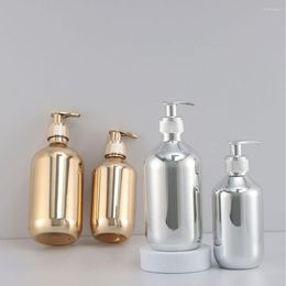 Storage Bottles Liquid Soap Bathroom Kitchen Shampoo Bottle Gold Chrome Plastic Body Wash Dispensers Hand