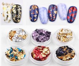 6pcslot Gold Sliver Nail Art Stickers Nail Foil Glitter Effect Flakes Doublesided Color Manicure Paillette Decor Accessories7724998