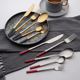 Dinnerware Sets QWE123 Luxury Western Tableware Stainless Steel Cutlery Golden Fork Knife Set Spoon Steak Dessert K