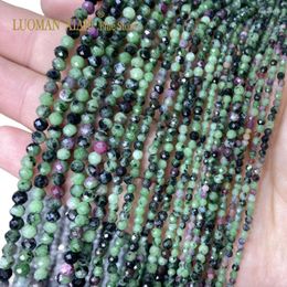 Loose Gemstones Fine Natural Stone Faceted Ruby Epidote Gemstone Round Spacer Beads For Jewelry Making DIY Bracelet Necklace 2/3/4MM 15''