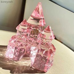 Kitchens Play Food 1Ps 73.5mm Pink Acrylic Castle Gem Gift Toy ClearTransparent Castle Capsule Play House ToyL231104
