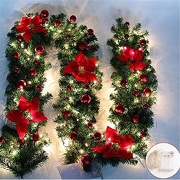 Other Event Party Supplies Christmas Decorations Garland Decoration Rattan Lights Wreath Mantel Fireplace Stairs Wall Door Pine Xmas Tree LED Light Decor 230404