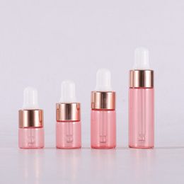 Rose Gold Dropper Bottle 1~5ml Liquid Reagent Pipette Bottles with Rose Gold Cap