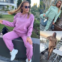 Gym Clothing Letter Autumn Exercise For Women Two Piece Matching Sets Long Sleeve Tops And Pants Sportwear Tracksuit