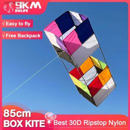 Kite Accessories 9KM Traditional 3D Box Kite 85cm*30cm For Kids Easy to Fly Fun Toys Sports Outdoor Adults Beginners With Handle 100m Line Q231104