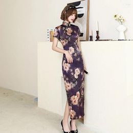 Party Dresses Bodycon Cheongsam Dress Chineses Style Cocktail Elegant Maxi Long Short-Sleeves Slim Stand Collar Fashion