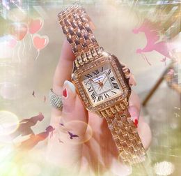 Top model Fashion Square Roman Tank Dial Lady Watches 30mm Casual Bee Diamonds Ring Clock Woman rose gold silver case Luxury female Watch Gifts