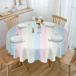 Table Cloth Gradient Stripe Round Tablecloth Waterproof Cover For Wedding Party Decoration Dining