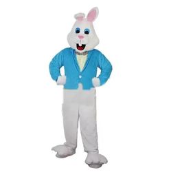 High quality White Rabbit Bunny Mascot Costumes Halloween Fancy Party Dress Cartoon Character Carnival Xmas Easter Advertising Birthday Party