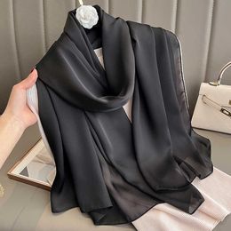 Sarongs Luxury Scarf Women Designers Silk Headscarf Hijab Scarf Long Muslim Shawl Wrap Turban Bandana Foulard Satin Scarves Head Wraps P230403